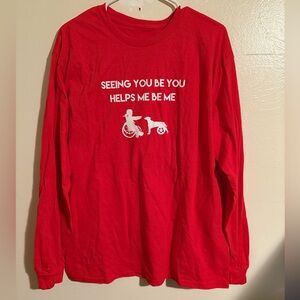 Red Graphic Long Sleeve Tee - "Seeing You Be You Helps Me Be Me"